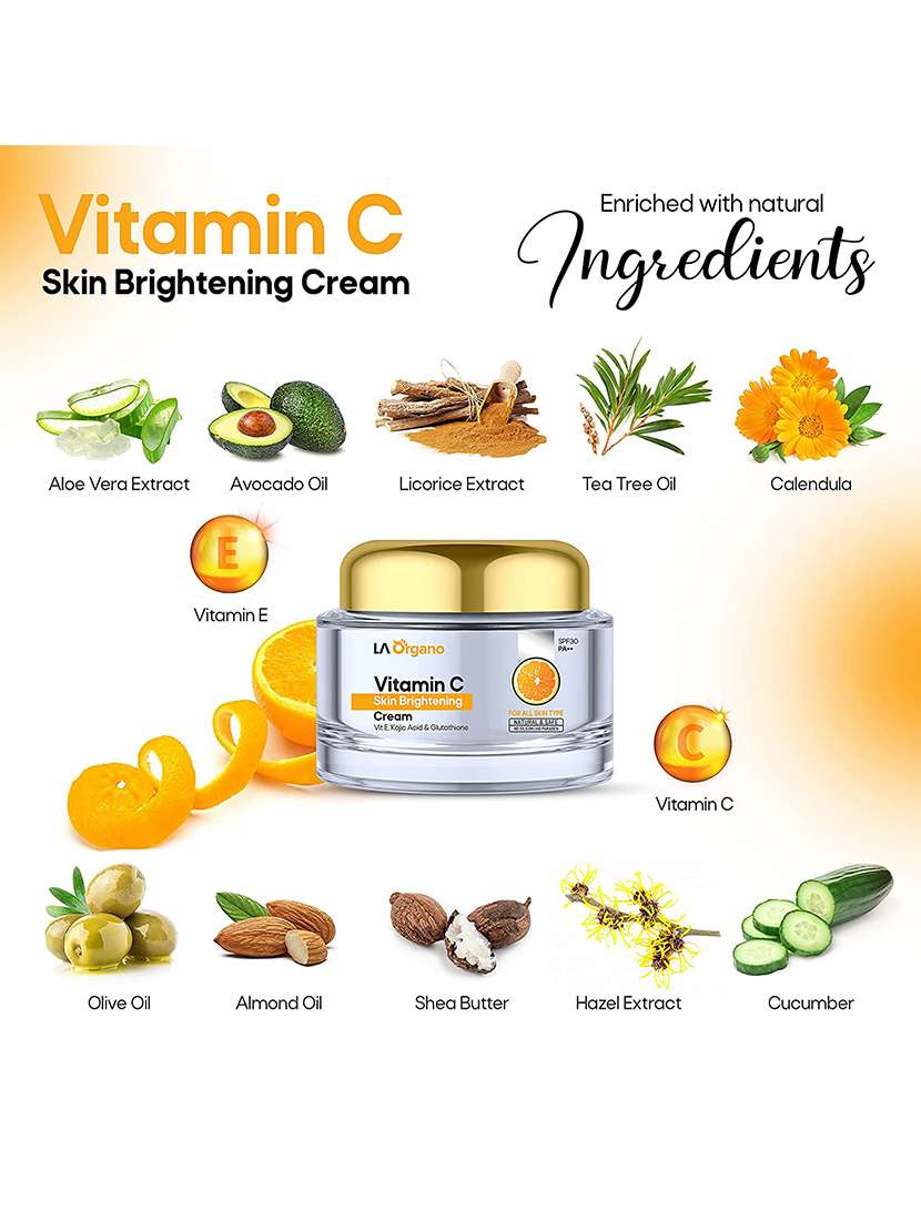 Buy online La Organo Vitamin C Skin Brightening Cream With Spf 30, Enriched With Kojic Acid, Vit E & Glutathione from skin care for Women by La Organo for 429 at 34% Buy online La Organo Vitamin C Skin Brightening Cream With Spf 30, Enriched With Kojic Acid, Vit E & Glutathione from skin care for Women by La Organo for 429 at 34%