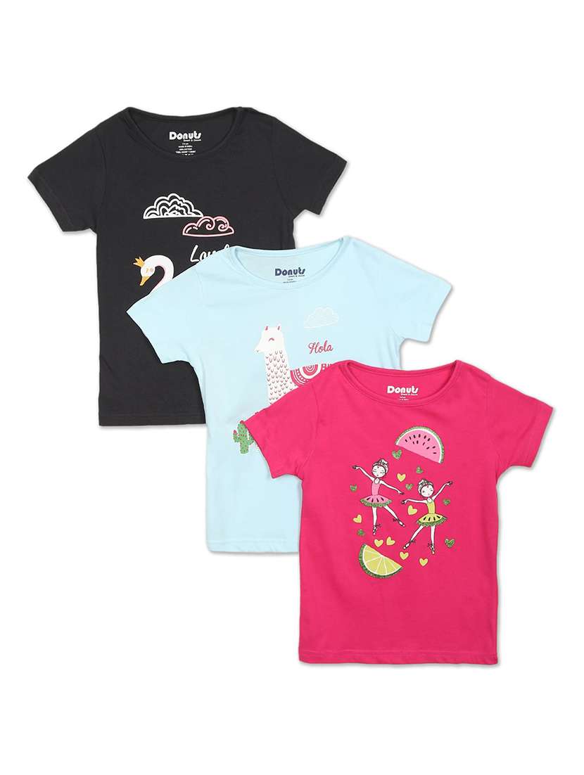 set of 3 pcs printed regular tee
