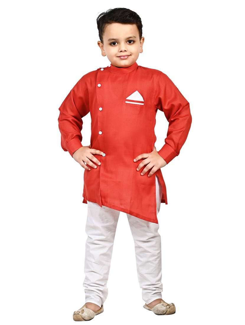 red solid kurta set