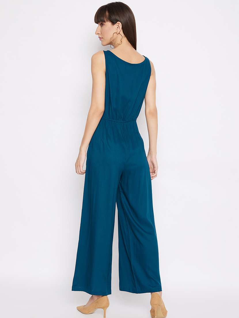 blue rayon full leg  jumpsuit - 18184619 -  Standard Image - 2