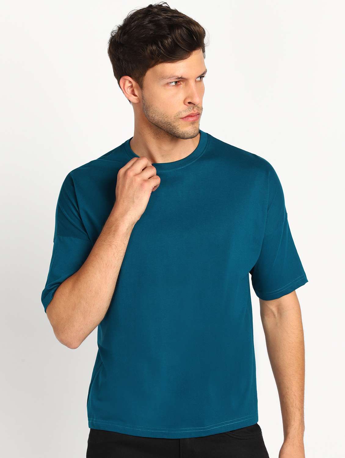 teal blue solid t-shirt