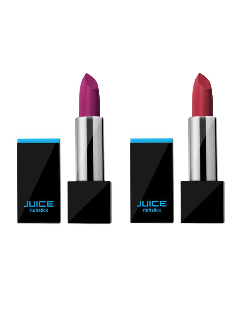 juice richstick (lipstick) pack of 2 plumful m-4/bold red m-25 waterproof & long lasting 4gm each