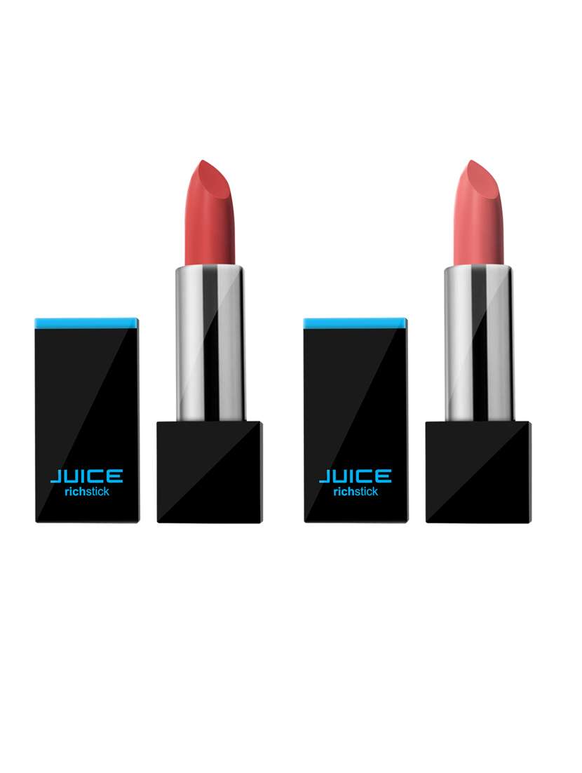 juice richstick (lipstick) pack of 2 electric orange m-60/pure zen m-95 waterproof & long lasting 4gm each