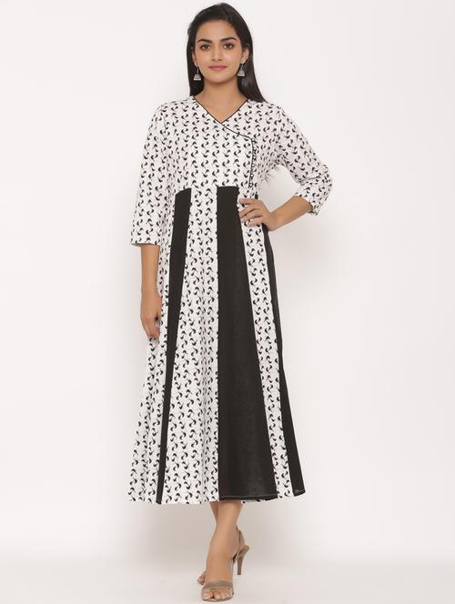 white cotton anarkali kurta - 18185589 -  Standard Image - 0