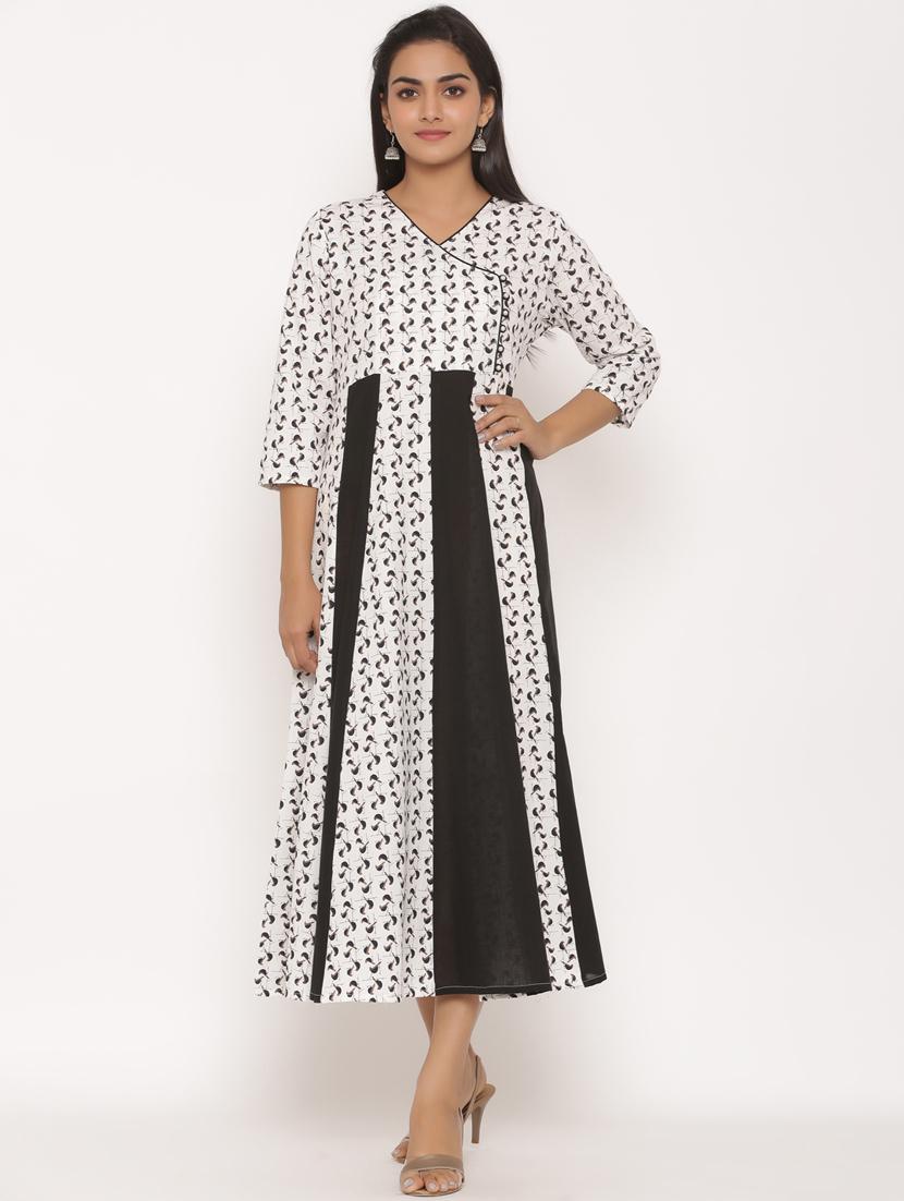 white cotton anarkali kurta - 18185589 -  Zoom Image - 0