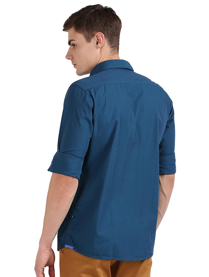 teal solid casual shirt - 18185701 - Standard Image - 2