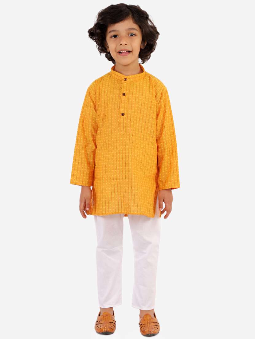yellow striped kurta set