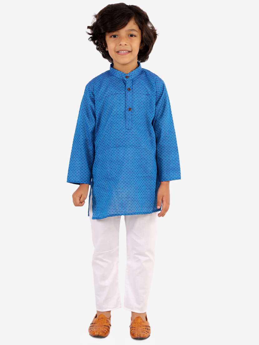 blue printed kurta pajama set
