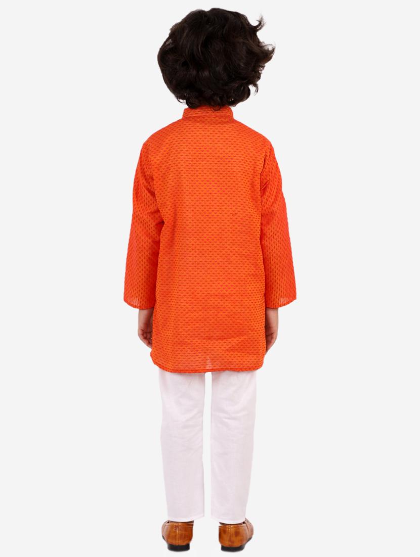 orange printed kurta pajama set - 18185949 - Standard Image - 2