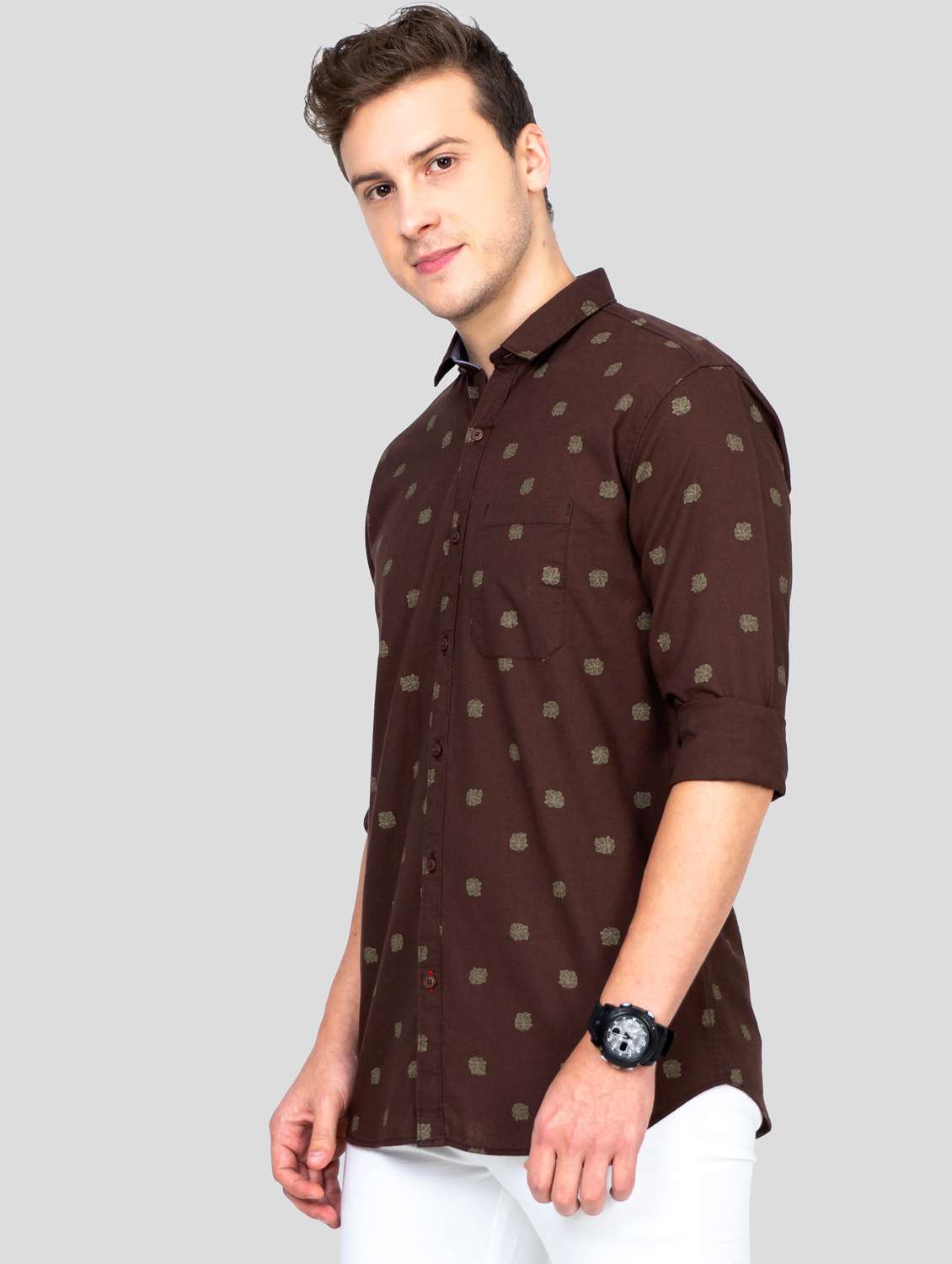 maroon printed casual shirt - 18186548 -  Standard Image - 2