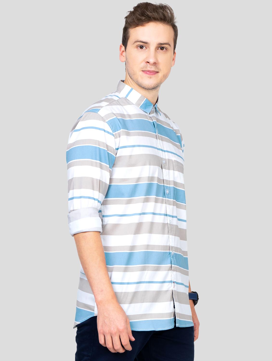 blue striped casual shirt - 18186558 - Standard Image - 2
