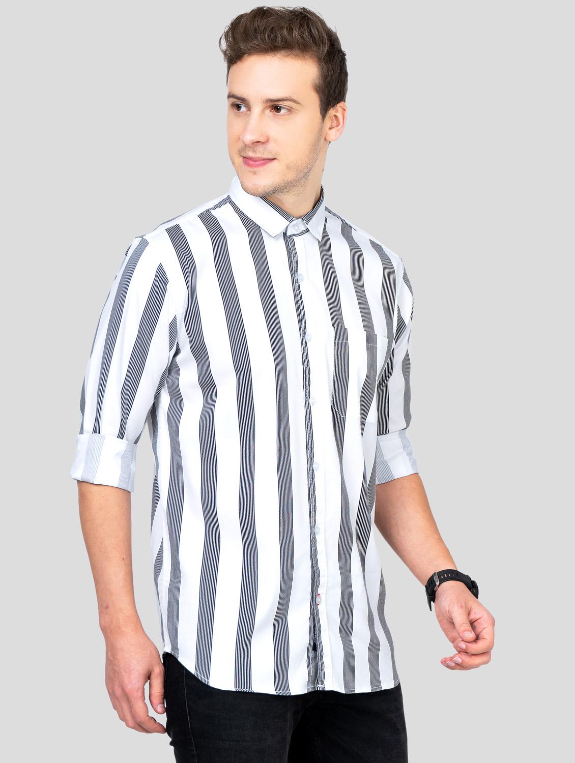 white striped casual shirt - 18186561 - Standard Image - 2