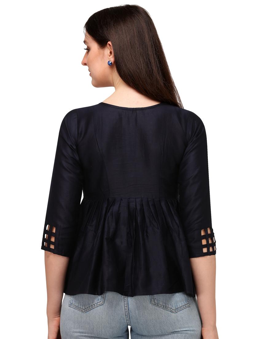 solid satin peplum top - 18186794 - Standard Image - 2