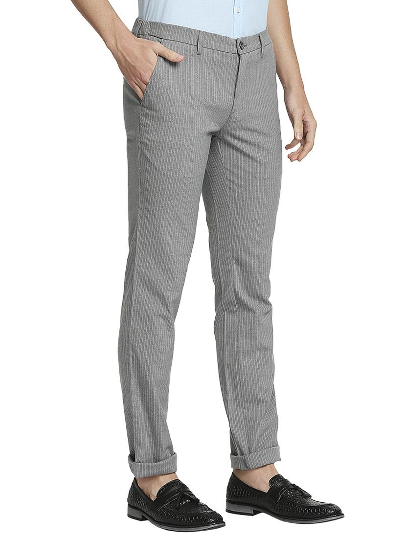 grey stripe flat front casual trouser - 18186993 - Standard Image - 2