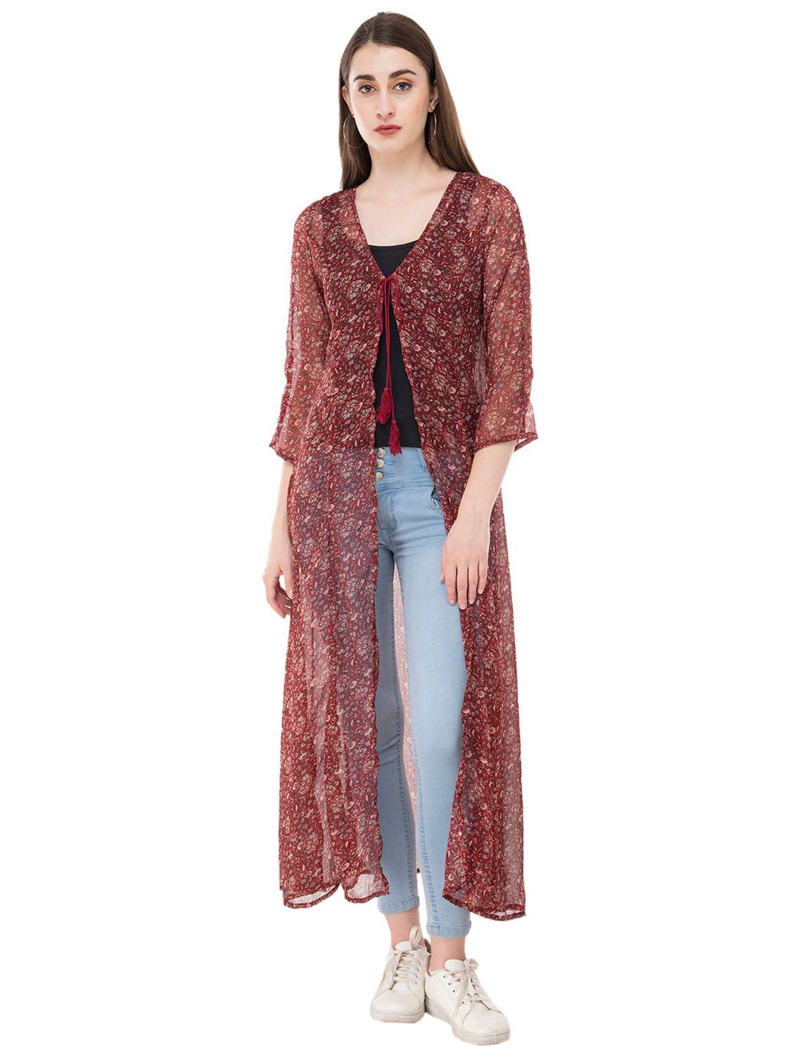red printed regular shrug