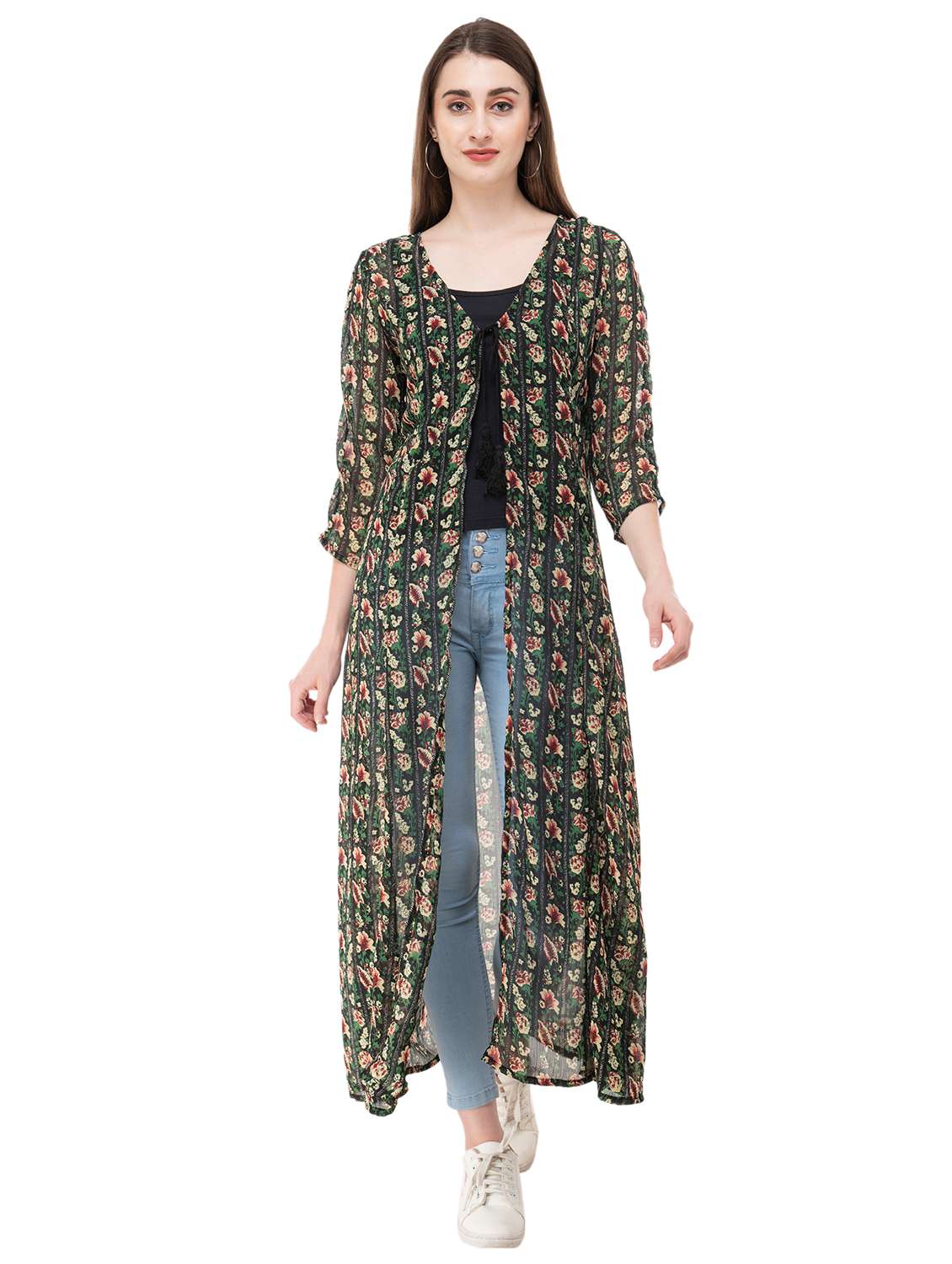 black printed regular shrug