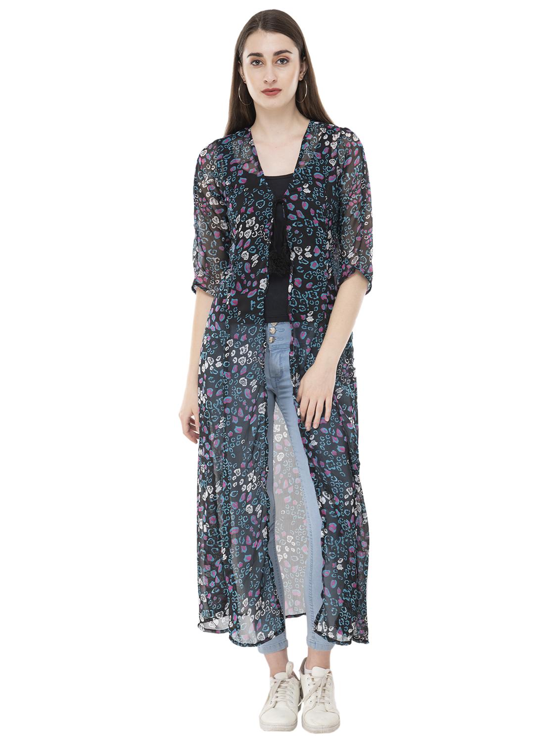 black printed regular shrug