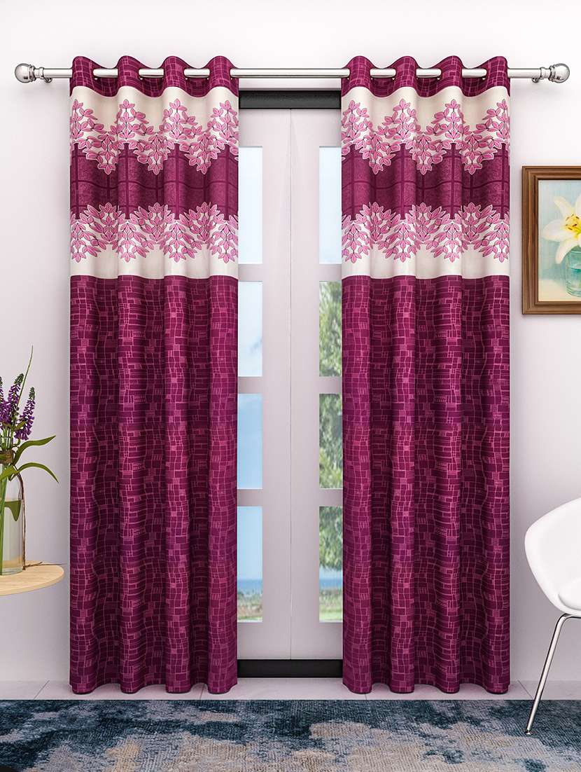 athom living eazy home premium polyester designer floral  door curtain 7ft pack of 2