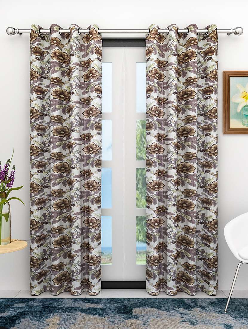 athom living eazy home premium polyester designer floral  door curtain 7ft pack of 2
