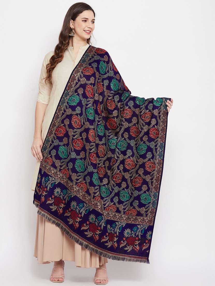 navy blue acro wool shawl