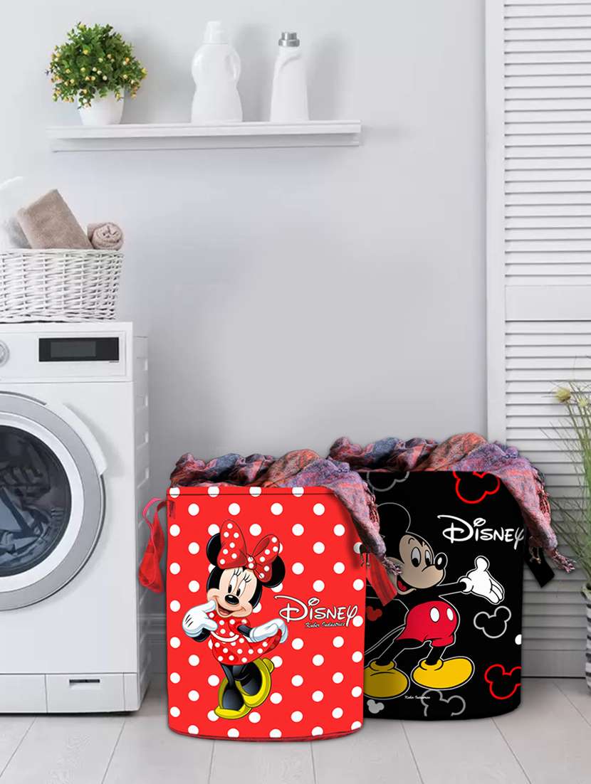 kuber industries disney print 2pcs waterproof cotton laundry bag, laundry organizer (red & black )