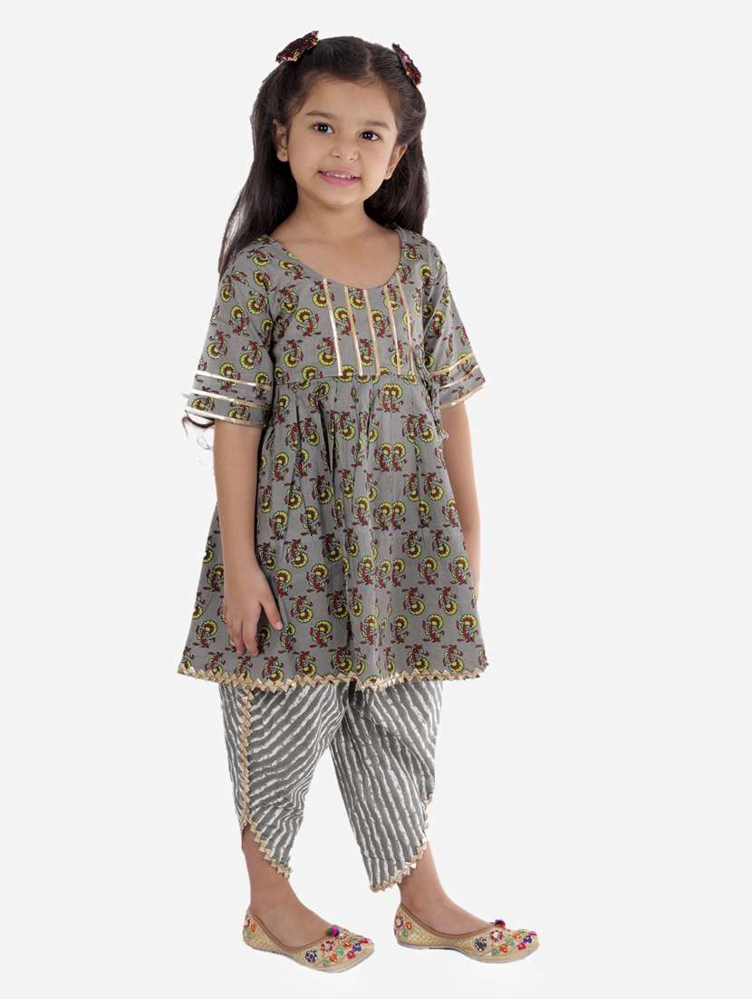 grey printed kurta salwar suit set - 18188584 - Standard Image - 2
