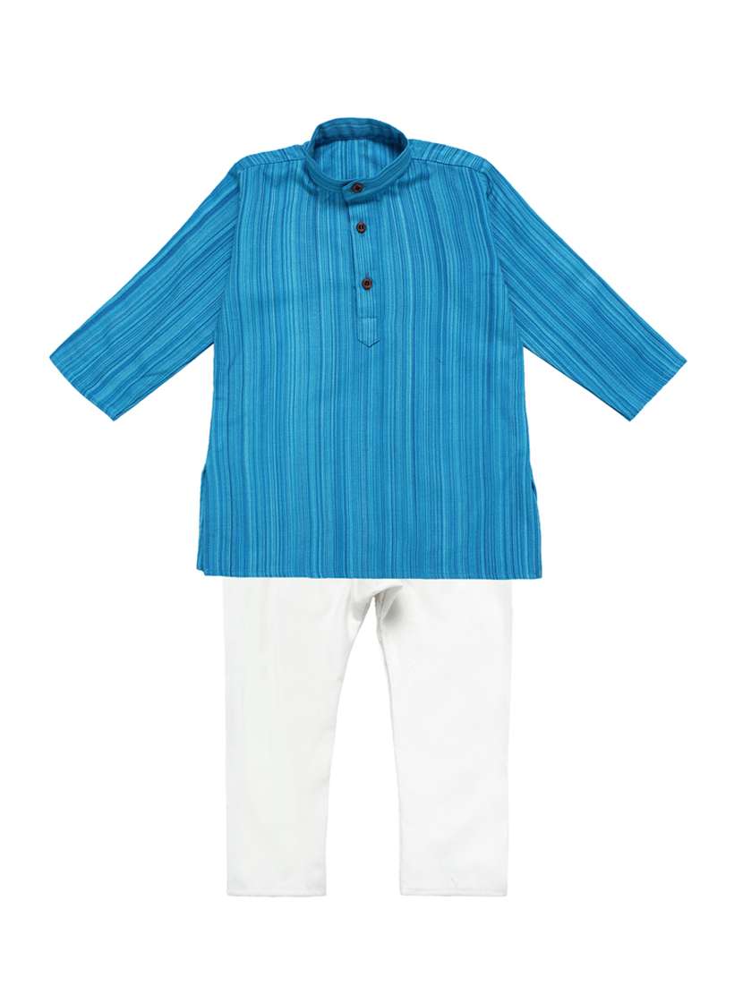 blue printed kurta pant set