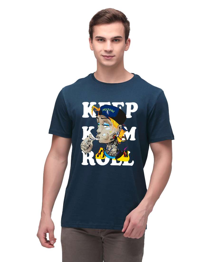 men front print short sleeve t-shirt