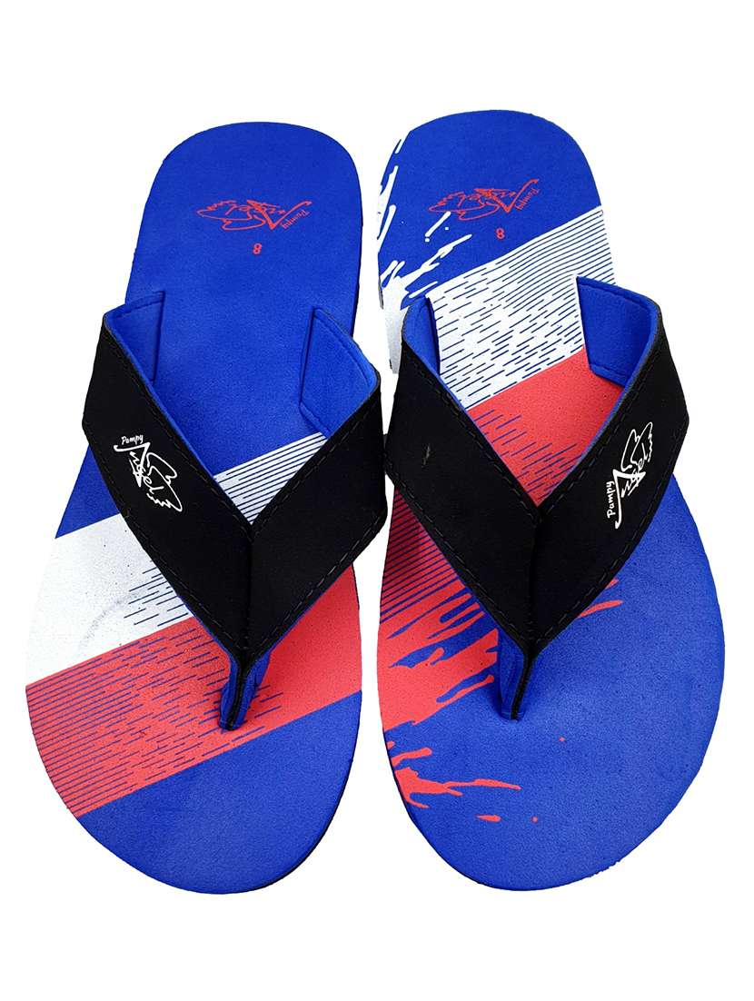 blue synthetic & mesh slip on flip flops - 18190144 -  Standard Image - 2