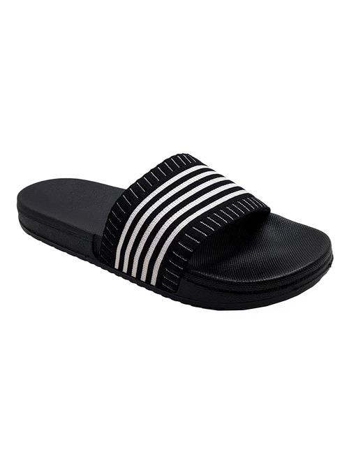 black synthetic & mesh slip on flip flops - 18190145 - Standard Image - 0