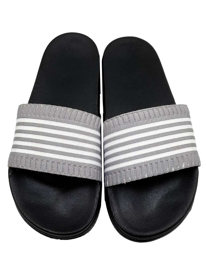 grey synthetic & mesh slip on flip flops - 18190146 -  Standard Image - 2