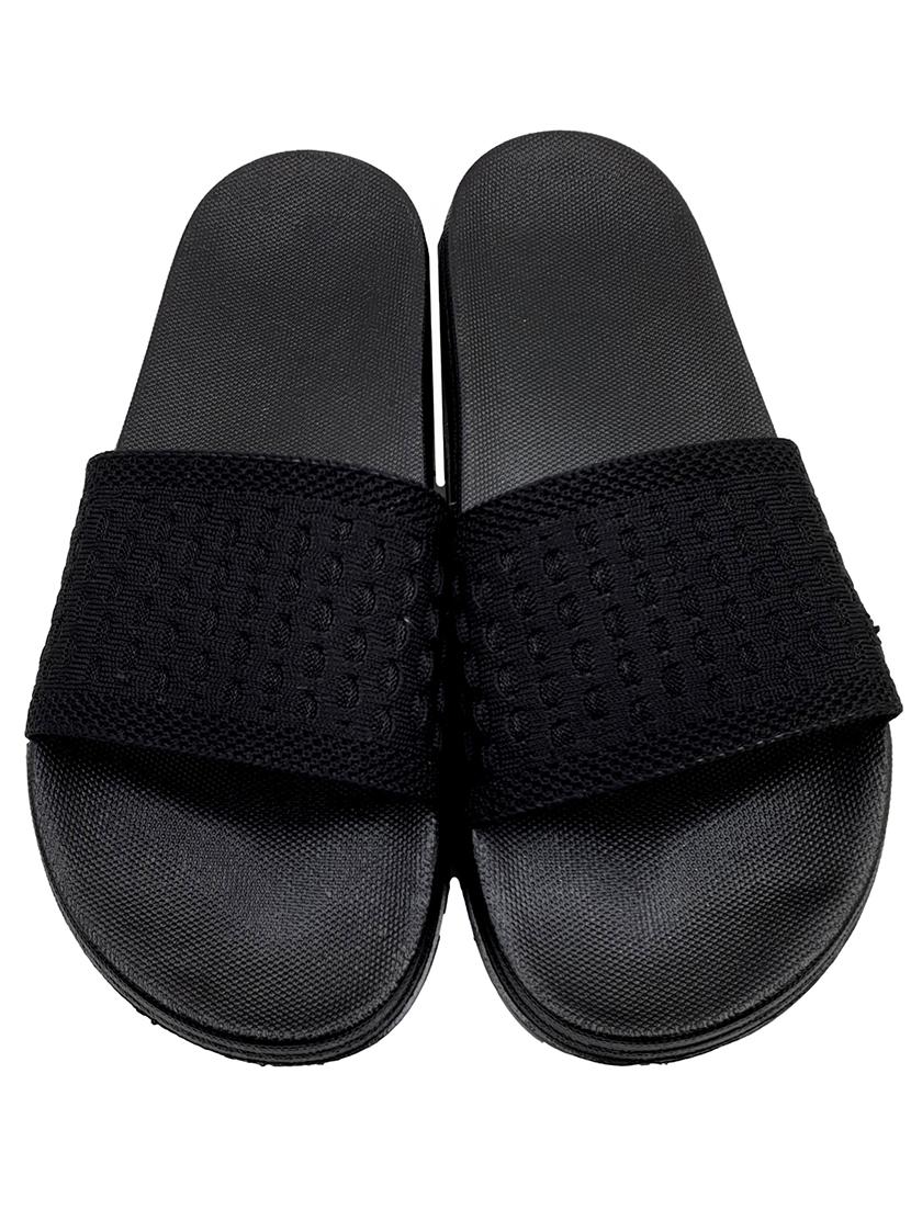 black synthetic & mesh slip on flip flops - 18190148 - Standard Image - 2