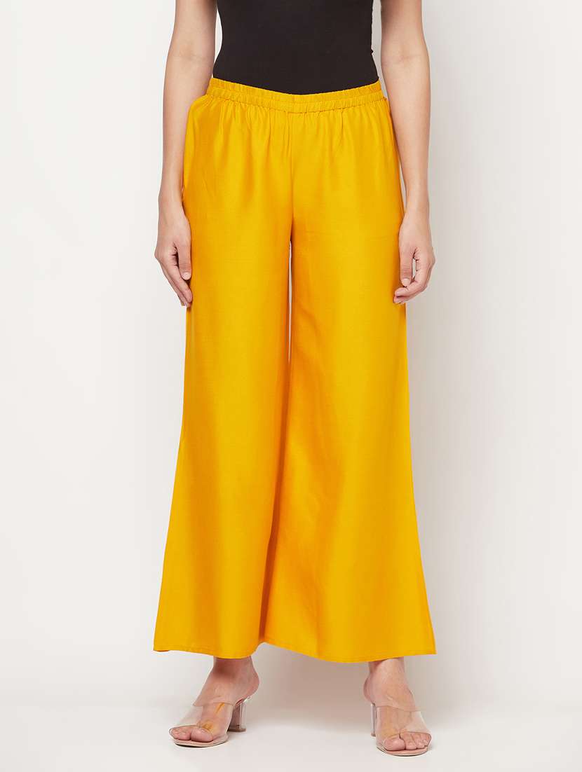 aniyah regular fit women yellow trousers 