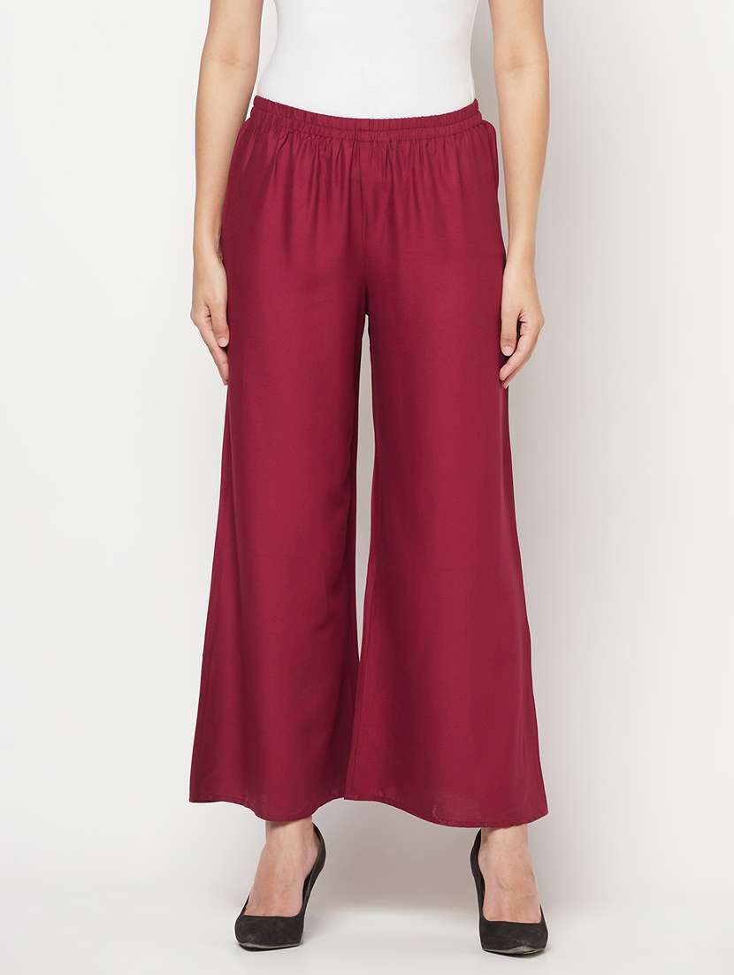 aniyah regular fit women maroon trousers 