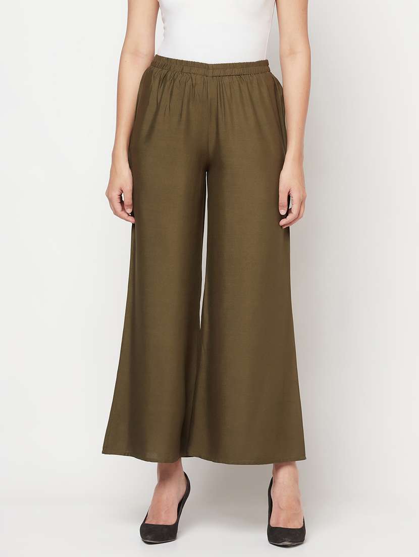 aniyah regular fit women dark green trousers 