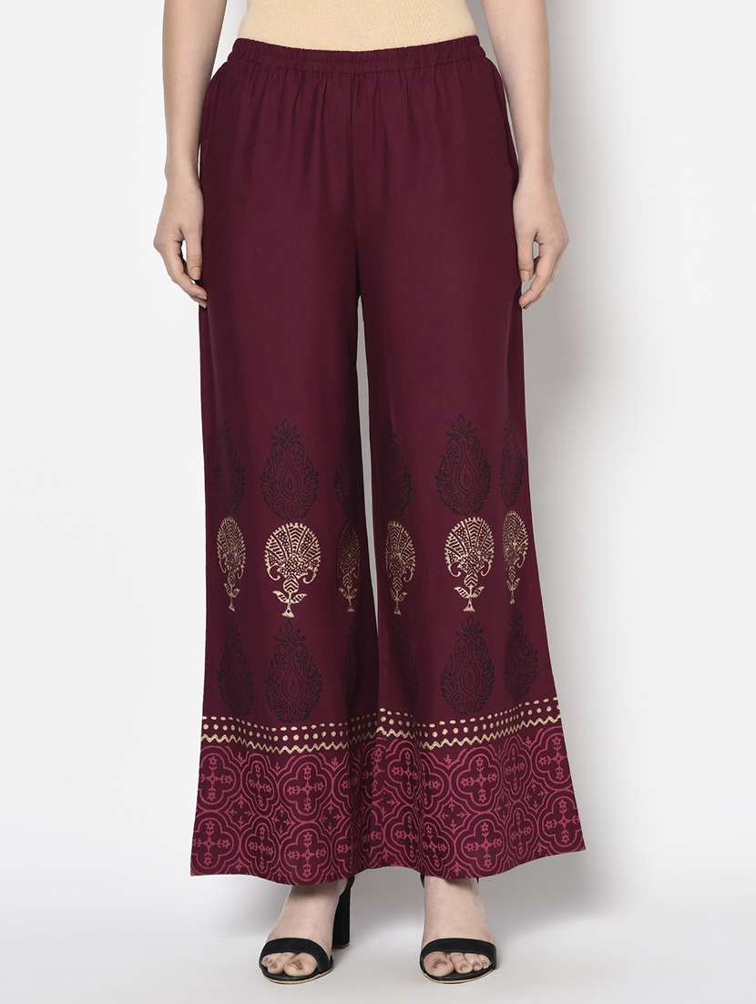 aniyah regular fit women maroon trousers  - 18190268 -  Zoom Image - 0