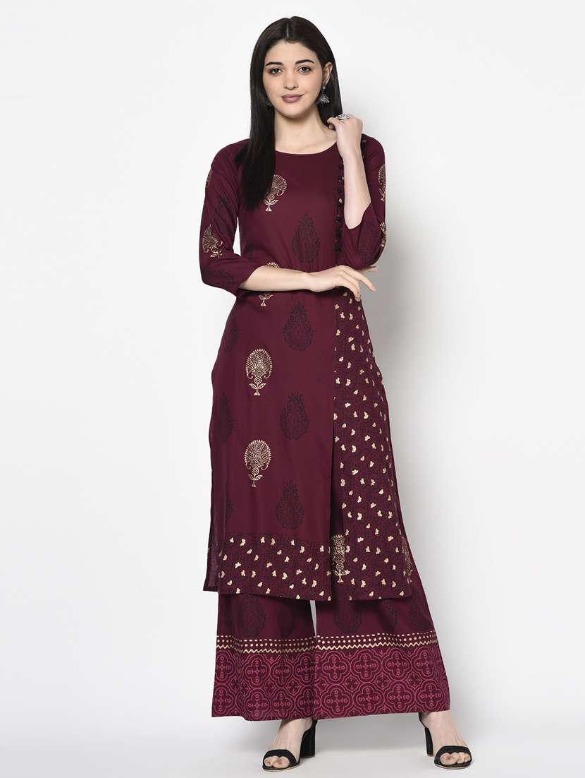 women foil printed straight kurta 