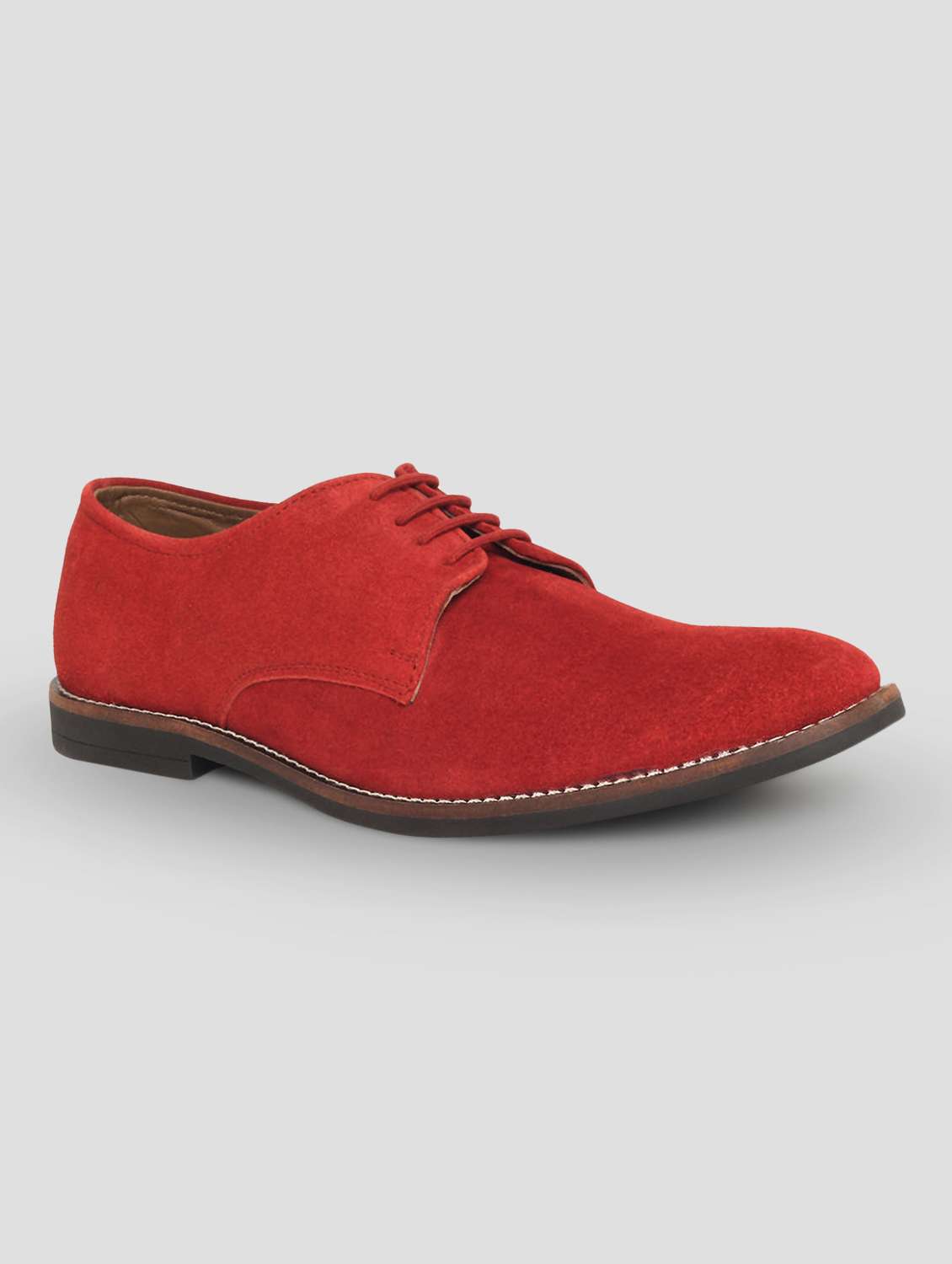 red suede laceup derbies