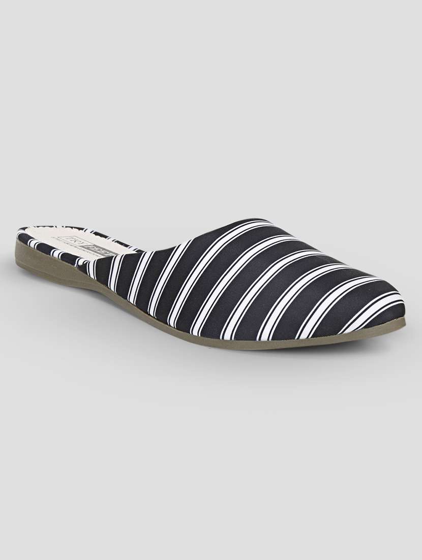 women striped slip on mules