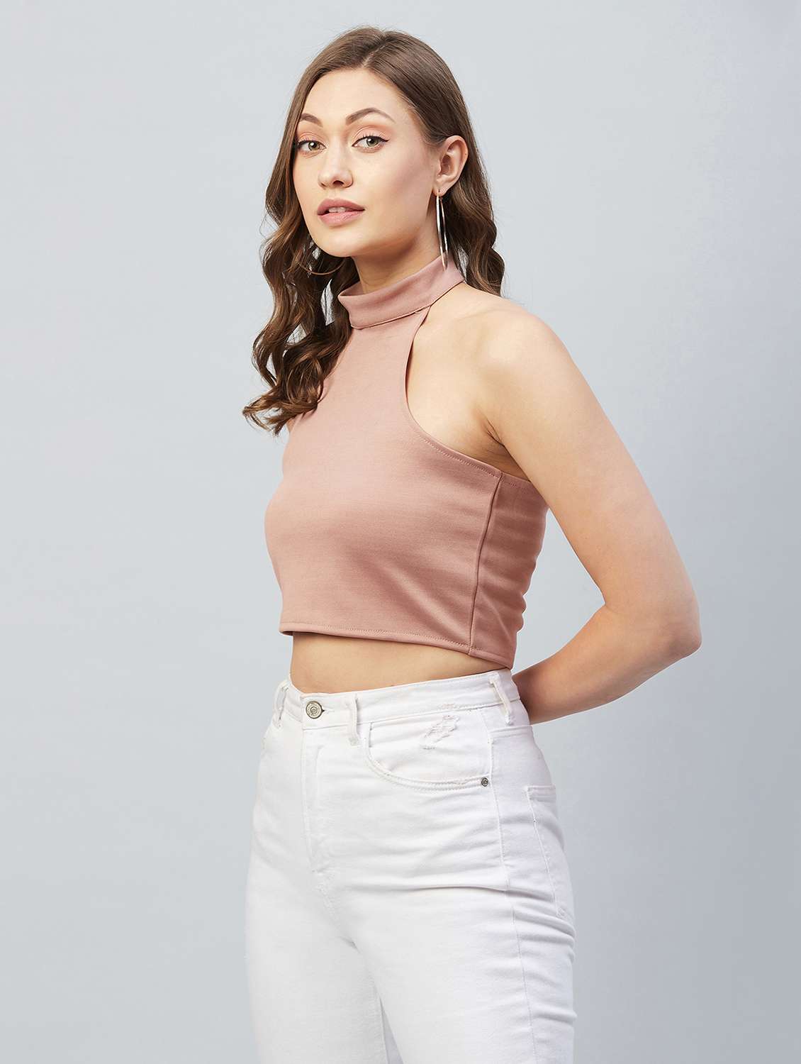 women's crop halter neck top - 18193828 - Standard Image - 2