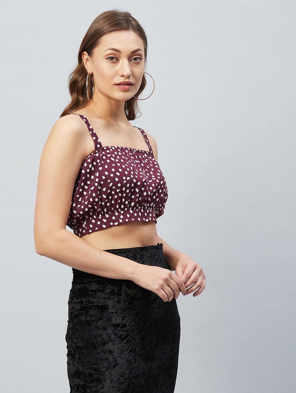 women's crop shoulder strap top - 18193831 - Standard Image - 2