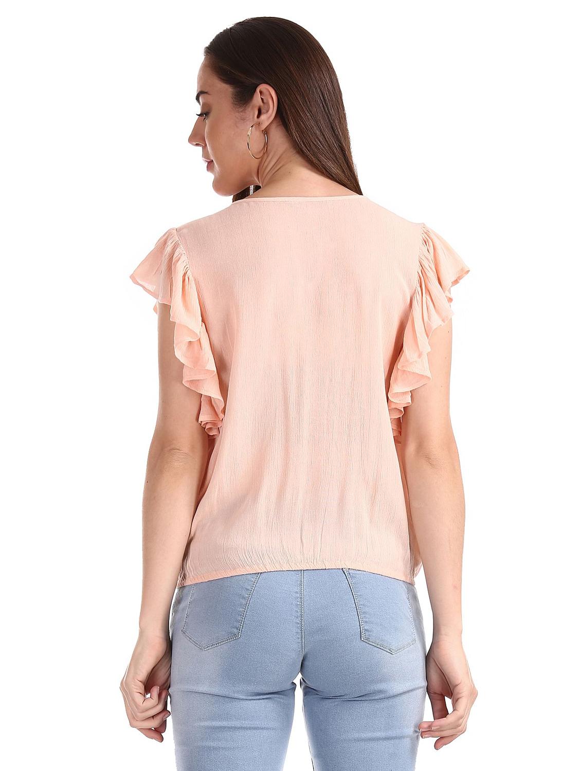 peach embroidered regular top - 18195381 - Standard Image - 2