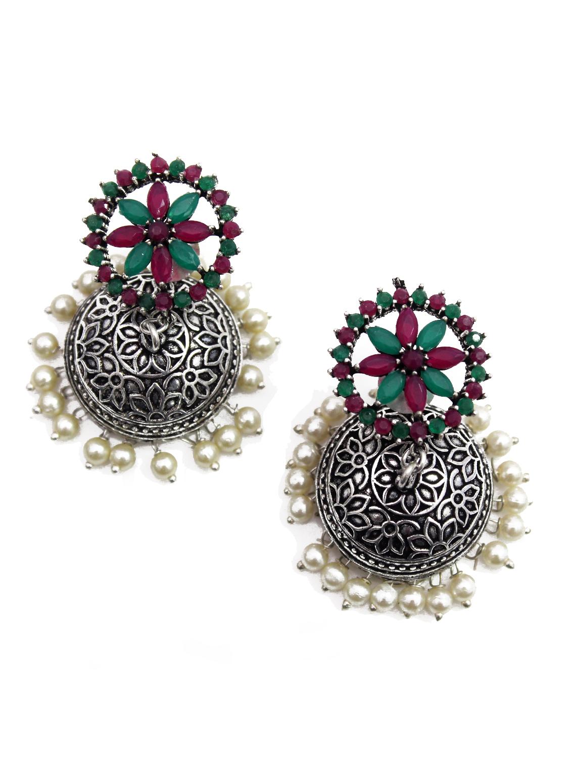 multi colored metal jhumka earring - 18195984 - Zoom Image - 0