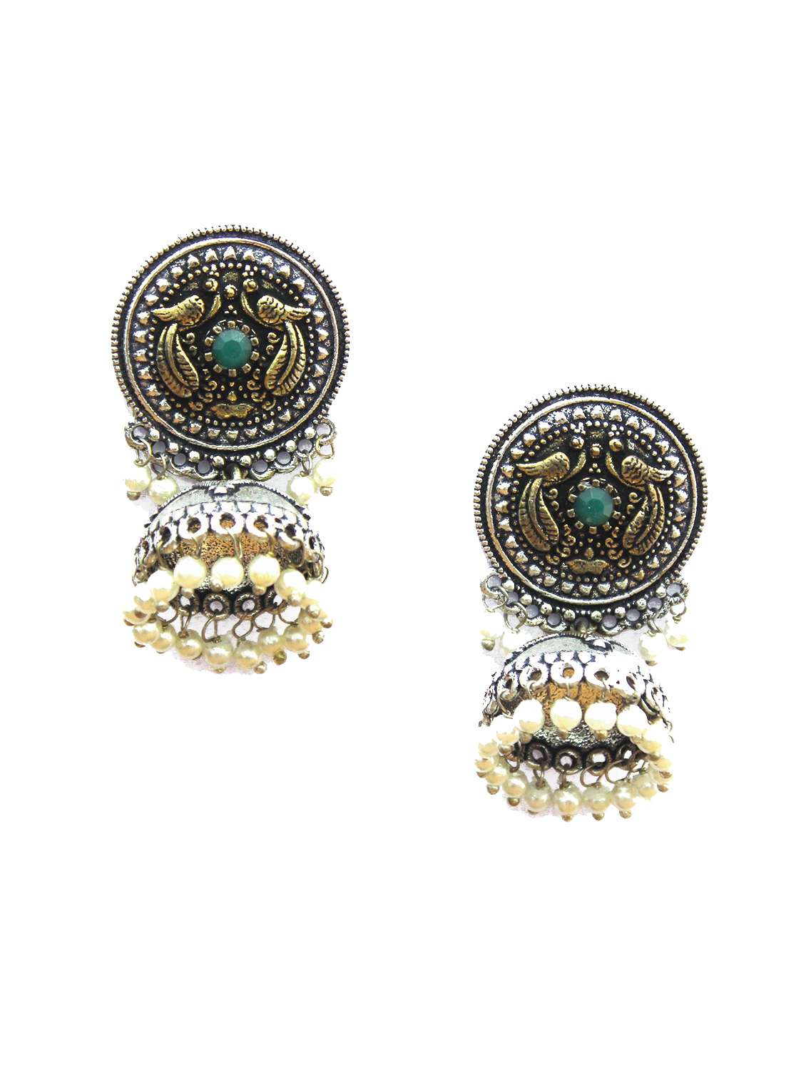 multi colored metal jhumka earring - 18195994 -  Zoom Image - 0