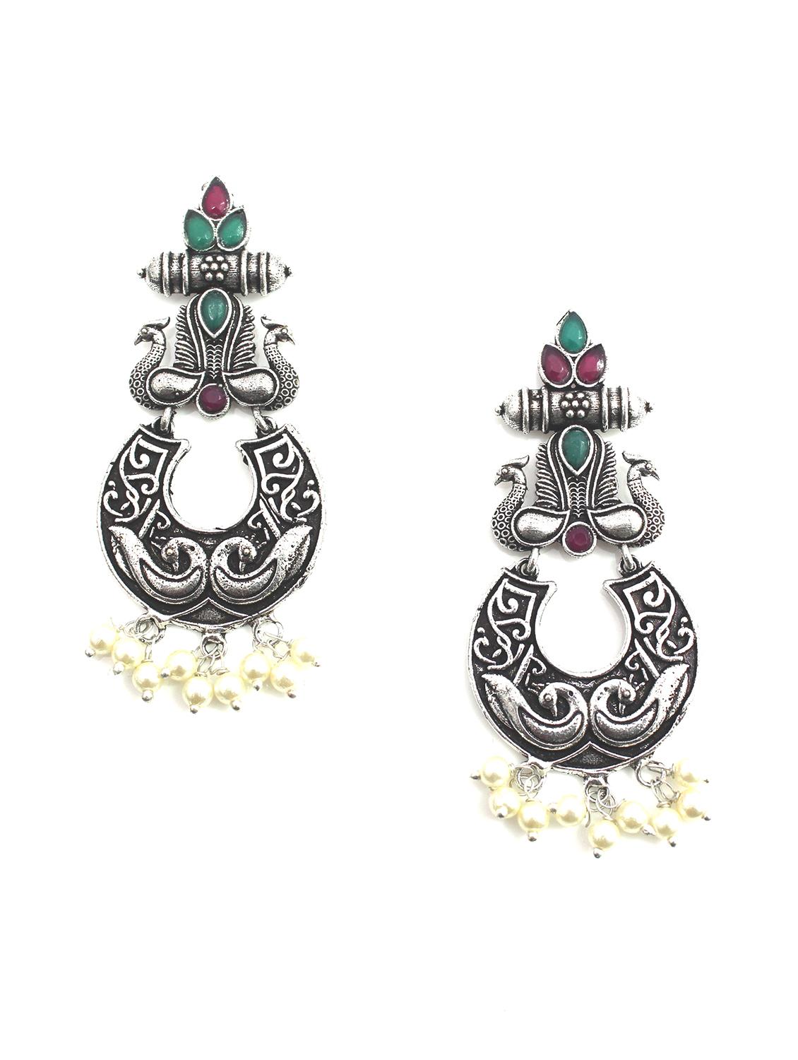 multi colored metal jhumka earring - 18195995 -  Zoom Image - 0