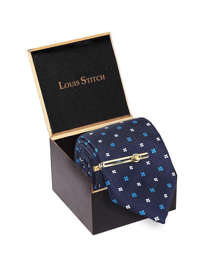 navy blue self design printed tie 
