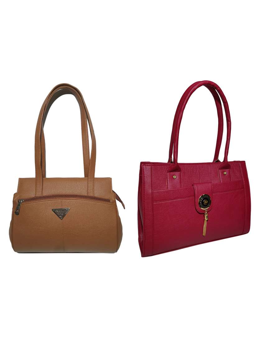 multi colored leatherette (pu) combo handbag