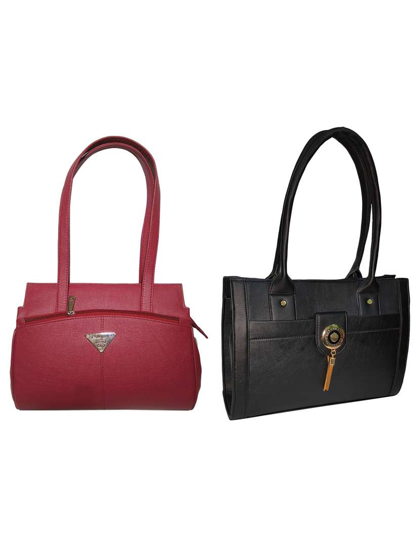 multi colored leatherette (pu) combo handbag