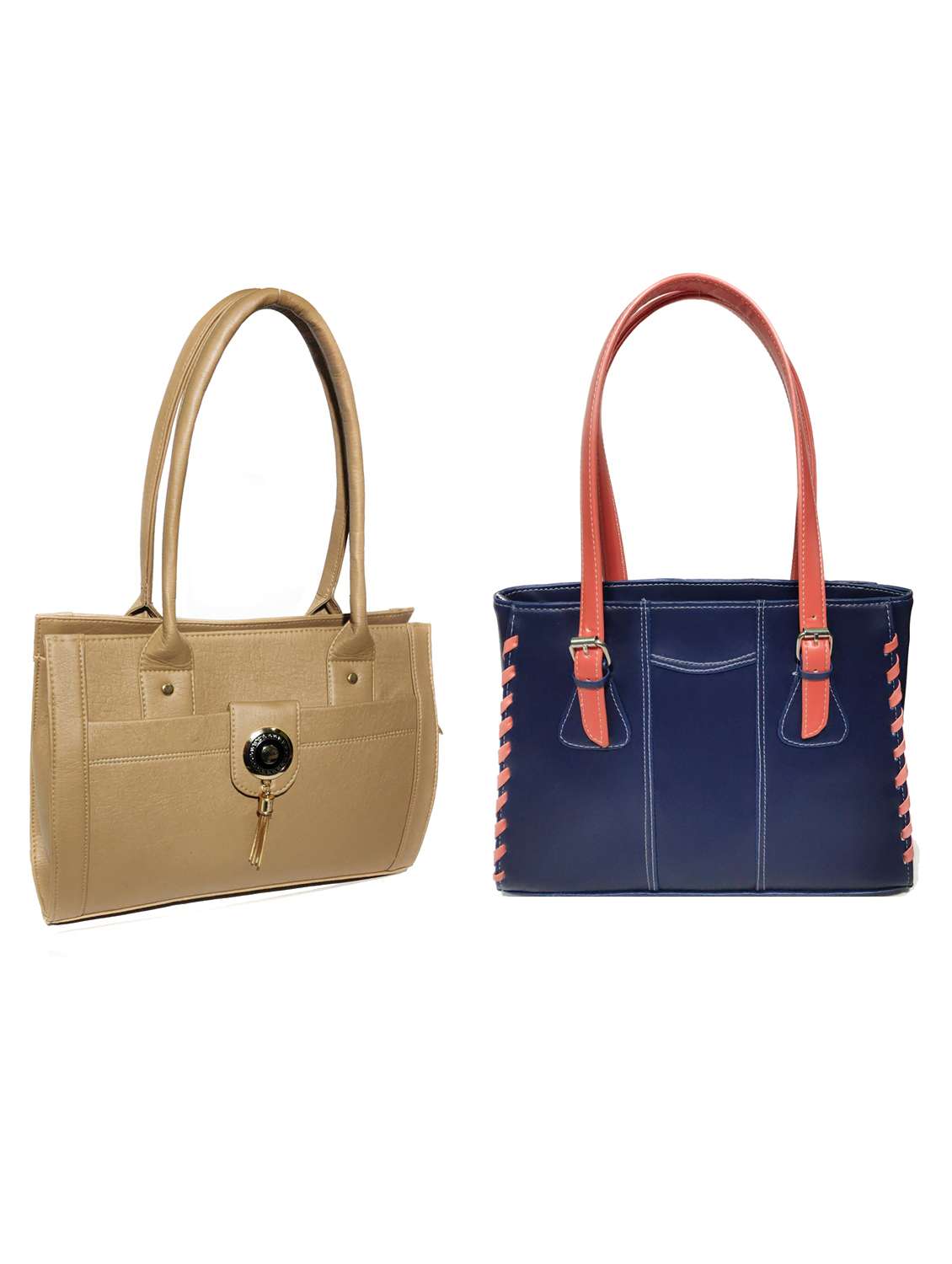 multi colored leatherette (pu) combo handbag