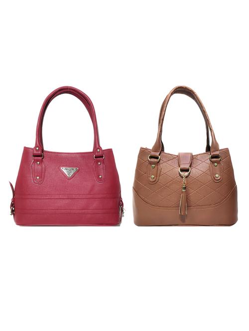 multi colored leatherette (pu) combo handbag - 18196900 - Standard Image - 0